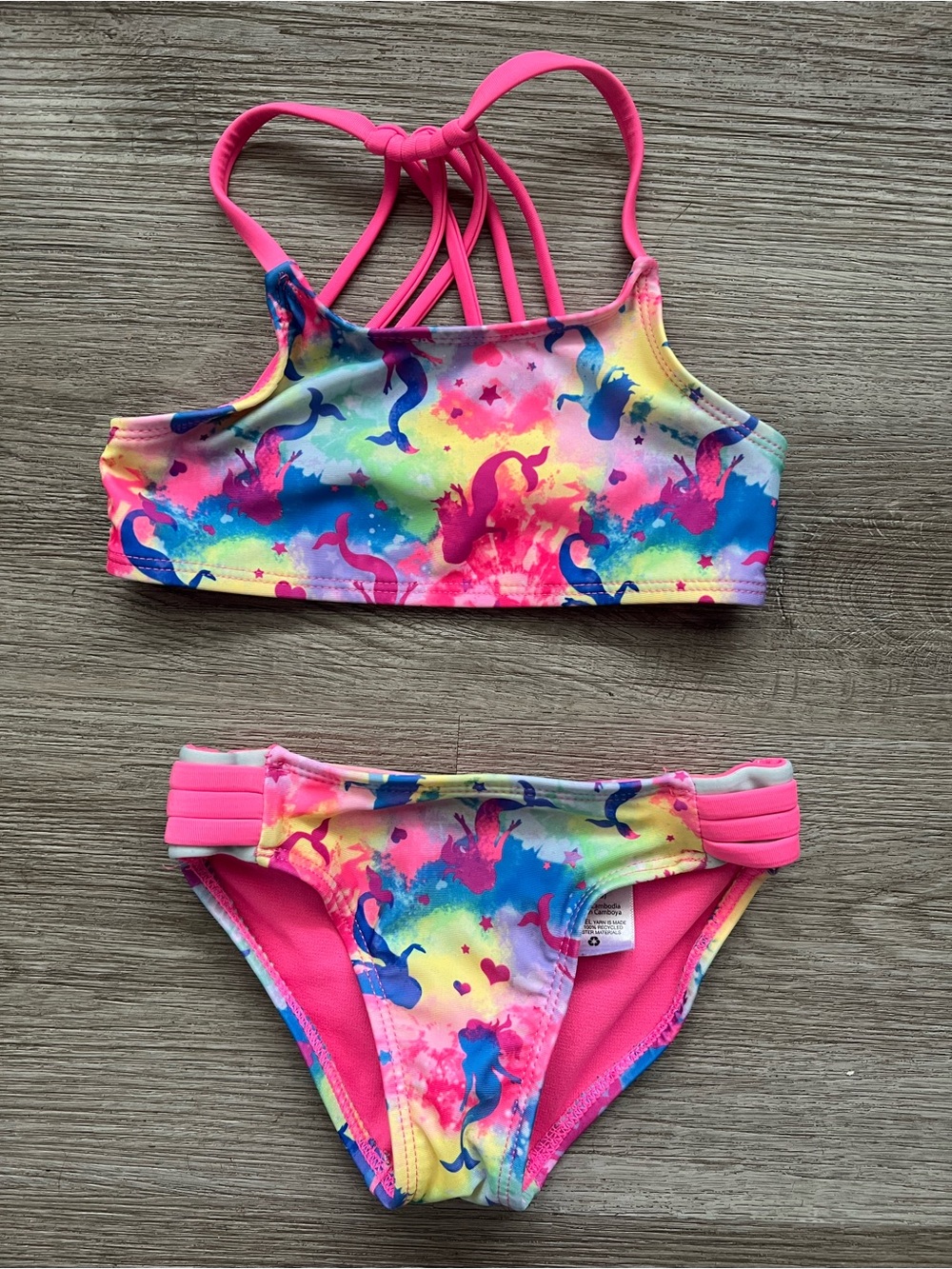 Colorful Rainbow Mermaid Bikini Girls XS 4/5